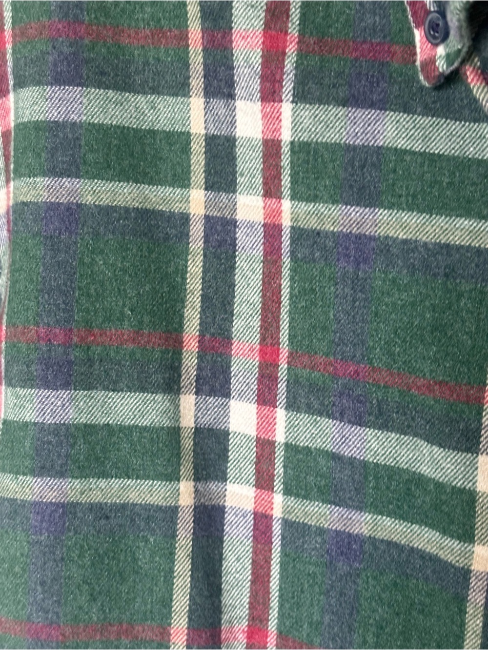Original Weatherproof Vintage Green Plaid Long-Sleeve Button-Down Flannel Shirt